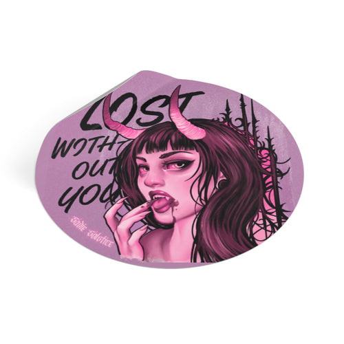 Pink Demon Round Vinyl Sticker