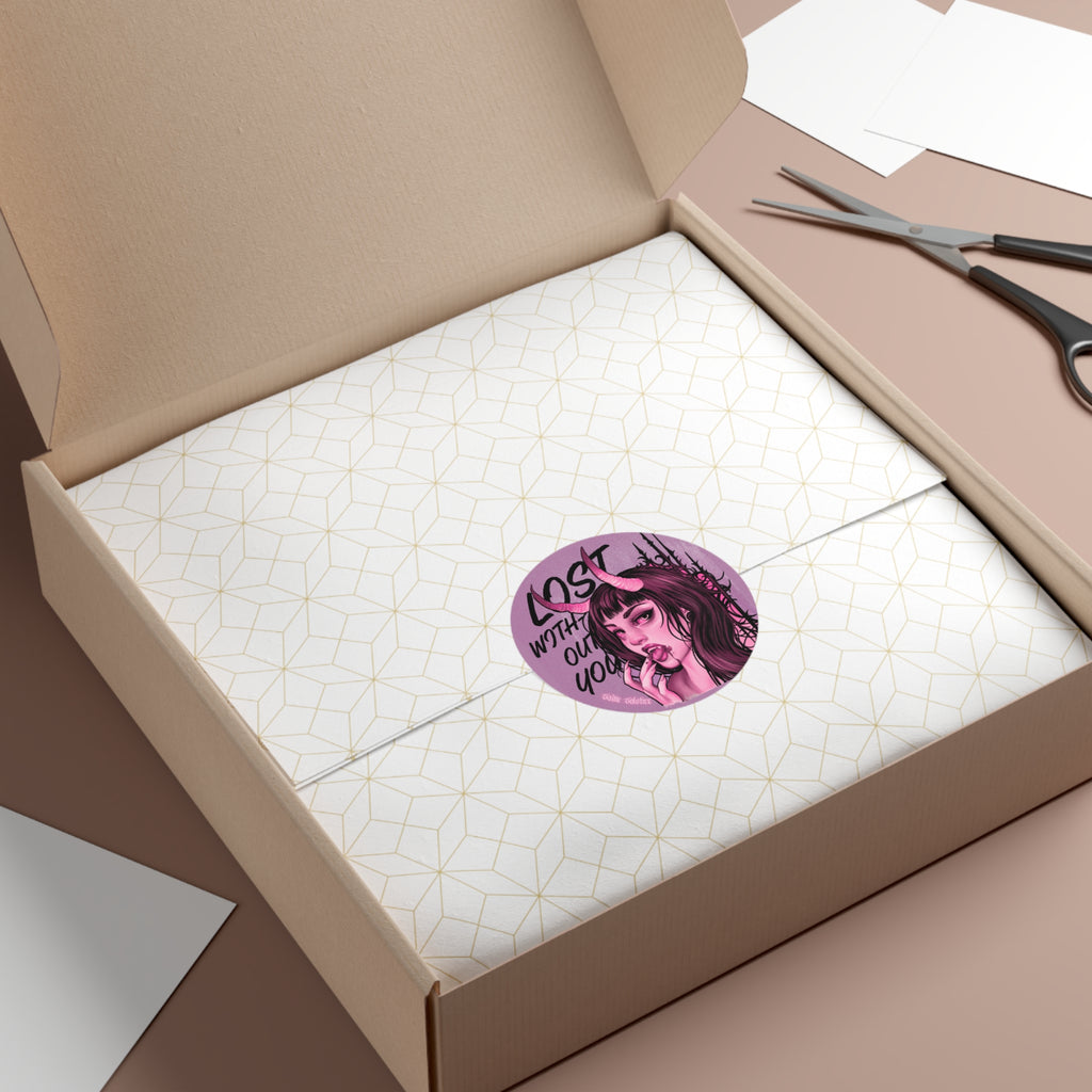 Pink Demon Round Vinyl Sticker