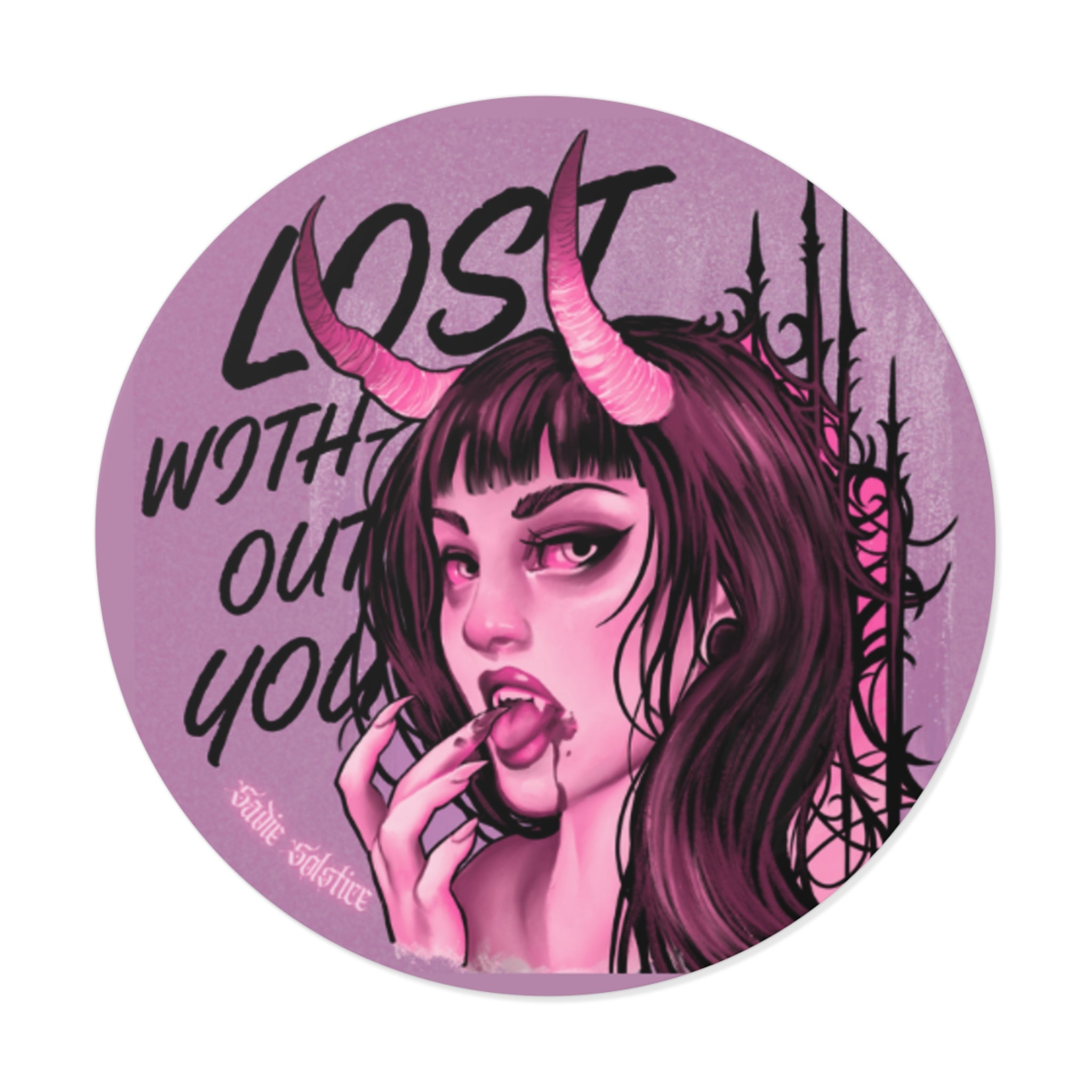 Pink Demon Round Vinyl Sticker